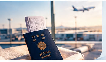 Japanese passport and boarding pass prepared for travel